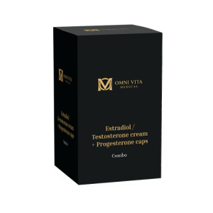 Estradiol testosterone cream and progesterone capsule combination