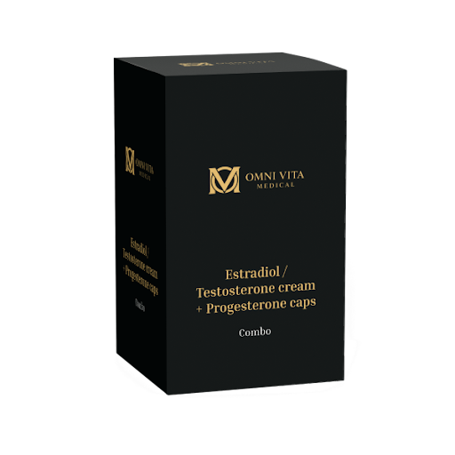 Estradiol testosterone cream and progesterone capsule combination
